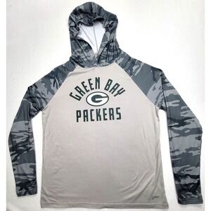 Green Bay Packers Hoodie Men's Large NFL‎ Team Apparel Camo Sleeves Gray - Zubaz